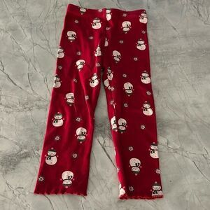 Gymboree snowman red leggings pants 2T